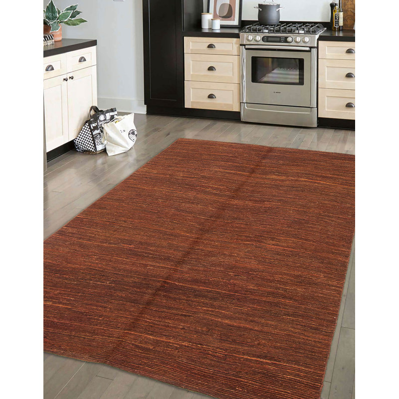 Tapisserie naturelle brune Kilim 4 pi 6 po x 6 pi 4 po