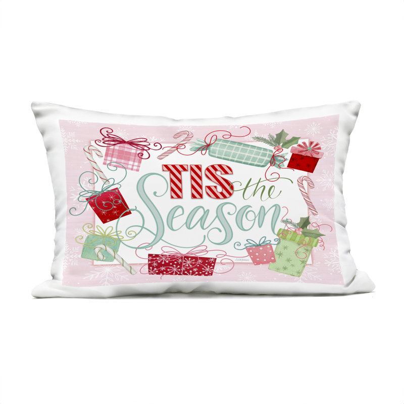Oreiller imprimé pastel rose Tis The Season par Nicole Tamarin