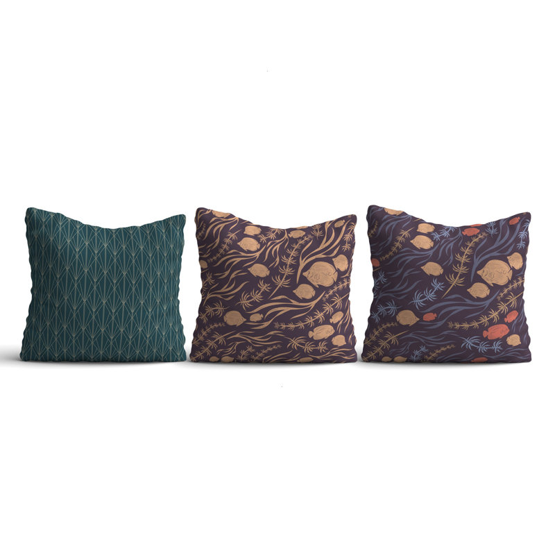 Ensemble de housses de coussin élégantes (3 pièces), 50% coton, 50% polyester | Lavable à la machine, repassable, impression numérique | Parfait pour la décoration intérieure, le salon et la chambre à coucher