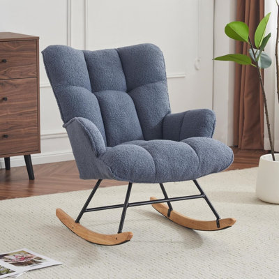 Nursery Rocking Chair Teddy, Upholstered Glider Rocker for Living Rooms, Bedrooms