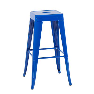 Tabourets de bar bleus de 76 cm (30 pouces) de hauteur comptoir, sans dossier, en métal, ensemble de 4, montage facile, résistants à l'eau et à la déformation, idéaux pour la cuisine, démontables, peu encombrants, en métal, antirouille, salle à manger