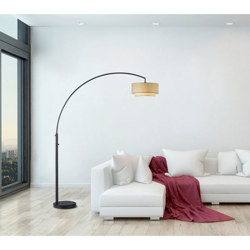 82'' Black Marble Arched Floor Lamp, Tan