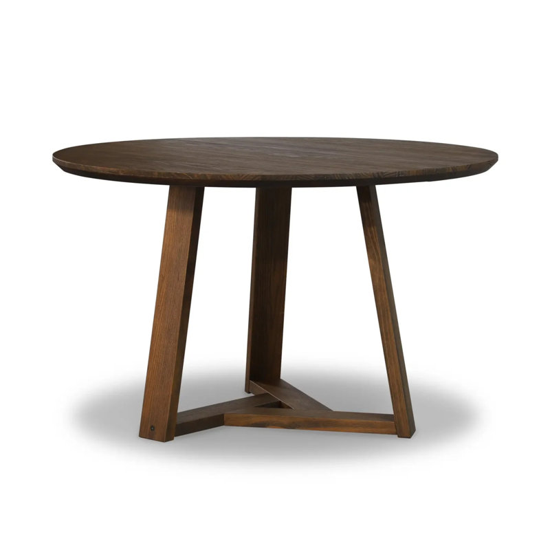 Cascais Round Dining Table With Japandi Base, 30"H x 48"L x 48"D, Brown Oak