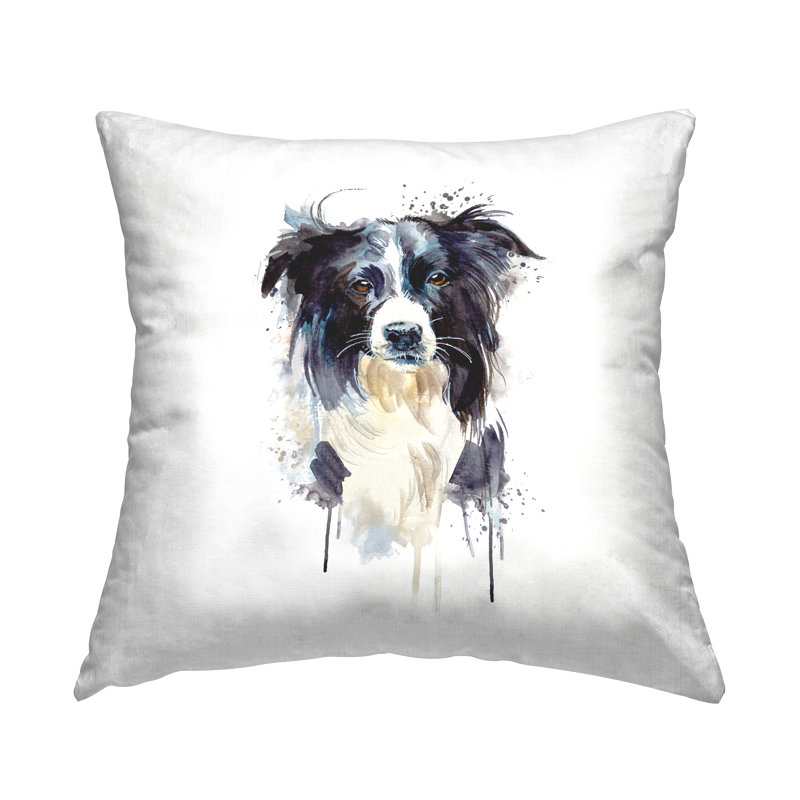 Coussin Collie Dog Modern Splash imprimé par Elephant Stock