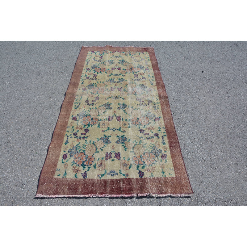 Beige Statement Rugs, Turkish Rug, Vintage Rugs, 3.4x6.7 ft Accent Rugs, Kitchen Rugs, Wool Rugs