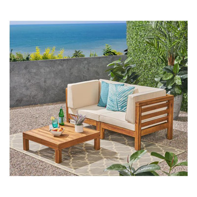 Ensemble de causeuse 3 pièces avec table basse, beige