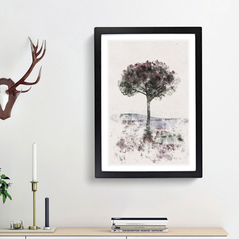 Tree in Tuscany Italy - Framed Print, 33cm H x 24cm W x 2cm D, Black Framed