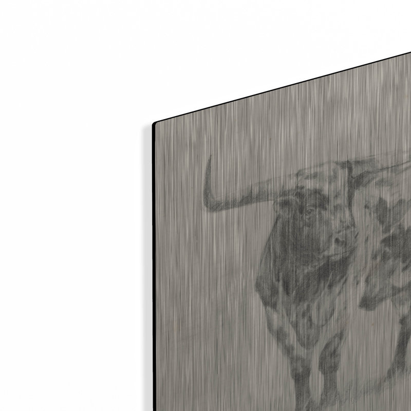 Art mural en métal luxueux «Longhorn Steer S Croquis II» par Ethan Harper, 24 po x 24 po, H 12 po x l 12 po