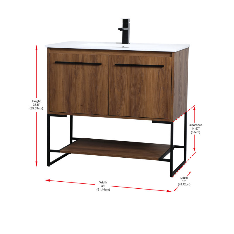 Ensemble de meuble-lavabo simple 36 po Gerard, Noyer brun