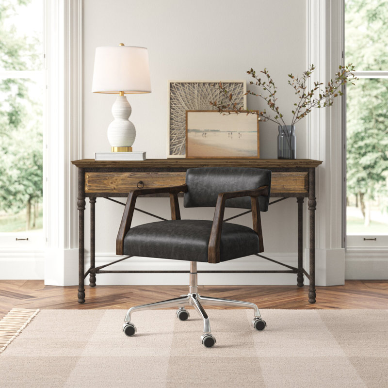 Crissy Genuine Leather Task Chair, Black
