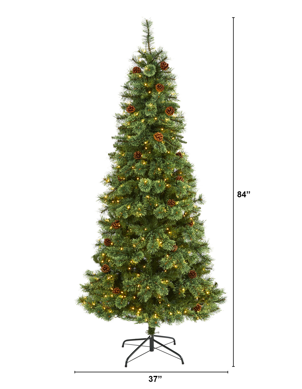 Lighted Artificial Christmas Tree, 7' H
