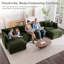 Canapé modulaire en U de 147 po avec méridienne réversible, poufs doubles et 5 coussins, chenille-1776040587