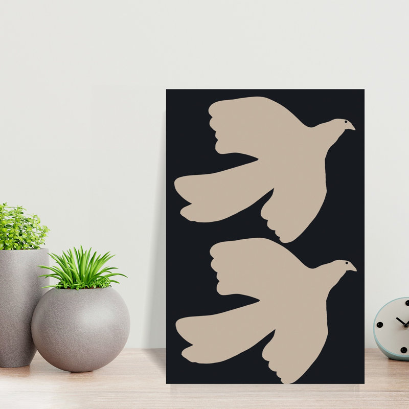Doves In Flight Elegant Minimalist Peaceful Bird Nature Wall Art Print 1 Piece Wrapped Canvas Wall Art, 45.72cm H x 30.48cm W
