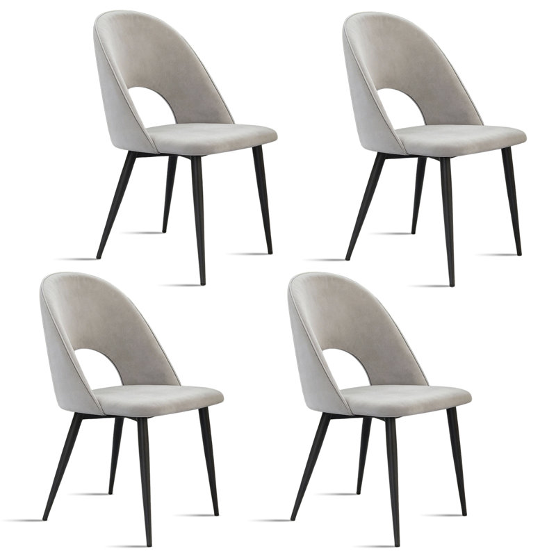Modern Curved Velvet Upholstered Dining Chair (Light Gray), Light Gray