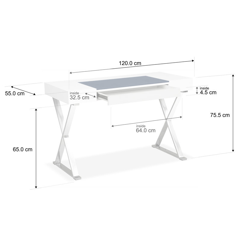 Abela Computer Desk, Silver, White/Blue
