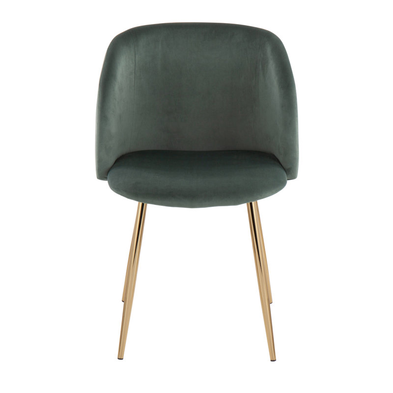 Chaise parsons rembourrée en velours Terrance, Vert sauge, Or