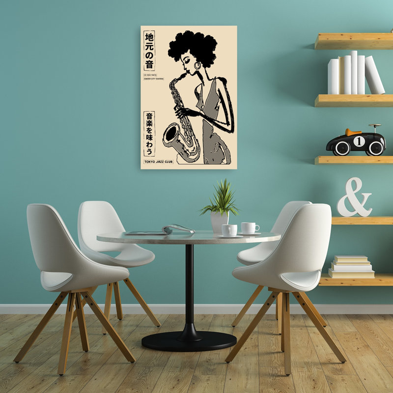 Tokyo Jazz Saxophone Contemporary Wall Art Print 1 Piece Wrapped Canvas Wall Art, 91.44cm H x 60.96cm W