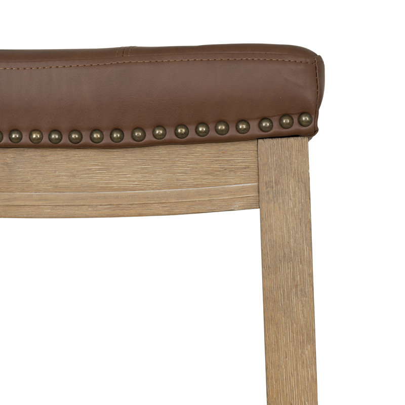 Tabouret en bois massif avec siège rembourré Bartonville, Tabouret de bar (siège d'une hauteur de 32,25 po)
