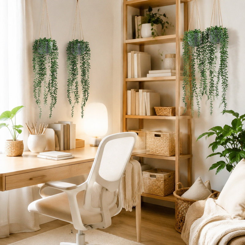 Ficelle artificielle à suspendre 35,43 pouces, plante grasse artificielle en pot de pâte à papier avec corde de chanvre naturel pour plafond mural d'intérieur