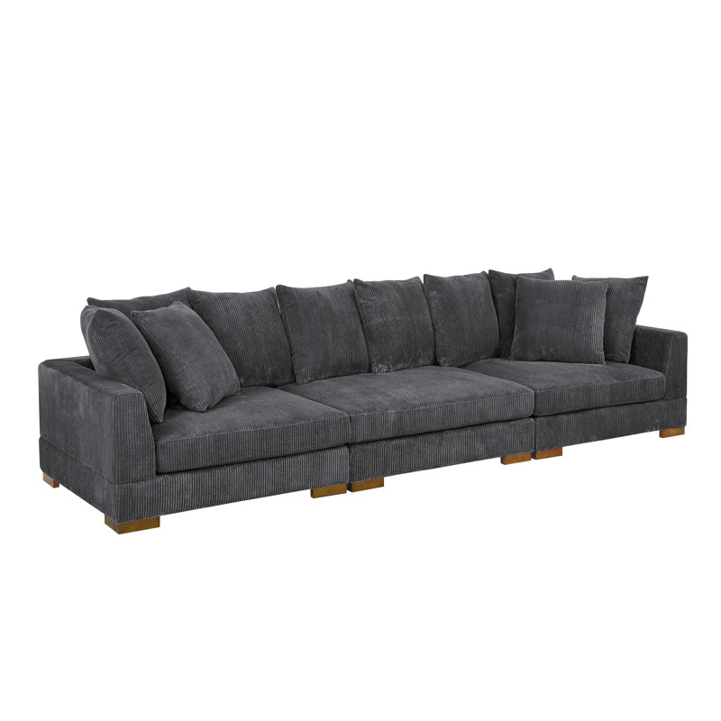Aulikki 135'' Square Arm Sofa, Gray