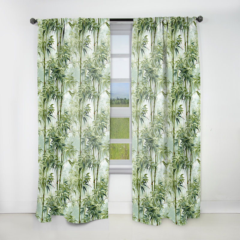 Bambou Zen Tropical Motif VI - Rideau floral - Velours obscurcissant - 1 panneau, L 52 po x L 120 po