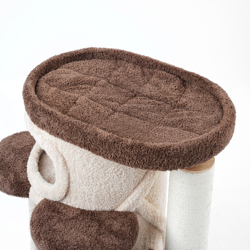 37'' H Solid Wood Cat Tree / Multi Cat Condo Warm Cat Climbing Shelf