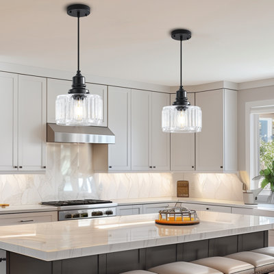2-Light Vintage Pendant Lights Kitchen Island, Glass Kitchen Pendant Lighting