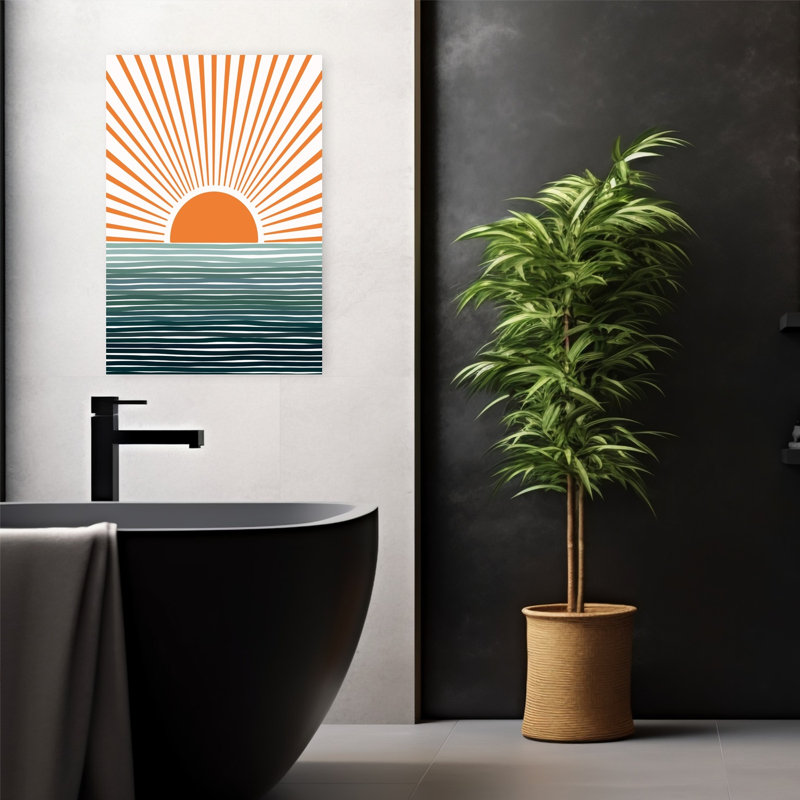 Sunrise Over The Sea Abstract Contemporary Wall Art Print, 60.96cm H x 40.64cm W