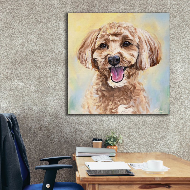 Toile rouge, «Must Love Dogs Cavapoo» par Lindsay Kivi, art mural rouge sur toile, 37 po x 37 po