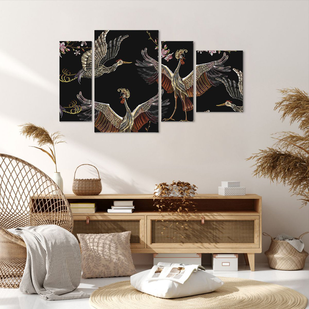 4-tlg. Leinwandbilder-Set Asian Birds Ornate