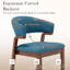 Modern Curved Dining Chair with Solid Wood Legs – Linen Upholstered Armchair-444132316-352483312