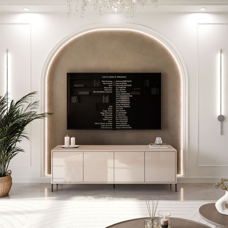 Unfinished TV Stand for TVs up to 49", Cashmire Gloss/Black