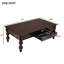 Table basse rectangulaire rétro avec tiroir de rangement, pieds en forme de gourde, imperméable et chauffant, plateau de table à assemblage rapide en 5 minutes, simple