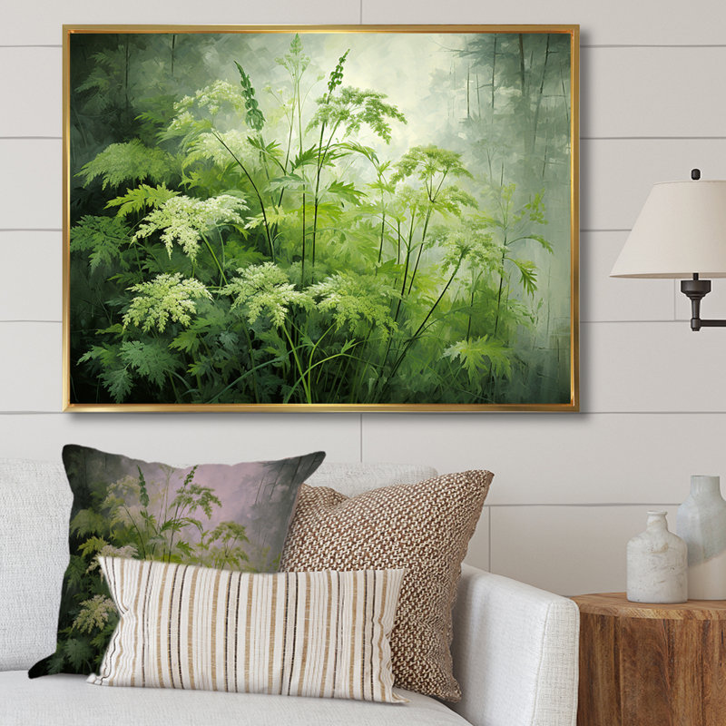 «Herbs Pottery Delights 1 - Floral Herbs», art mural, Cadre flottant doré, H 34 po x l 44 po x P 1,5 po