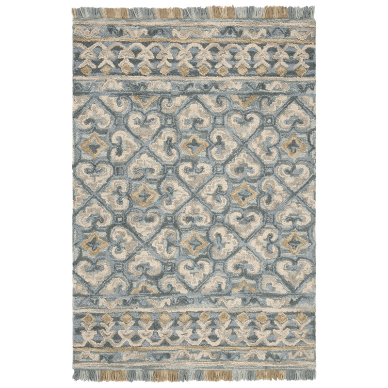 Ferrera Geometric Hand-Tufted Area Rug in Light Beige