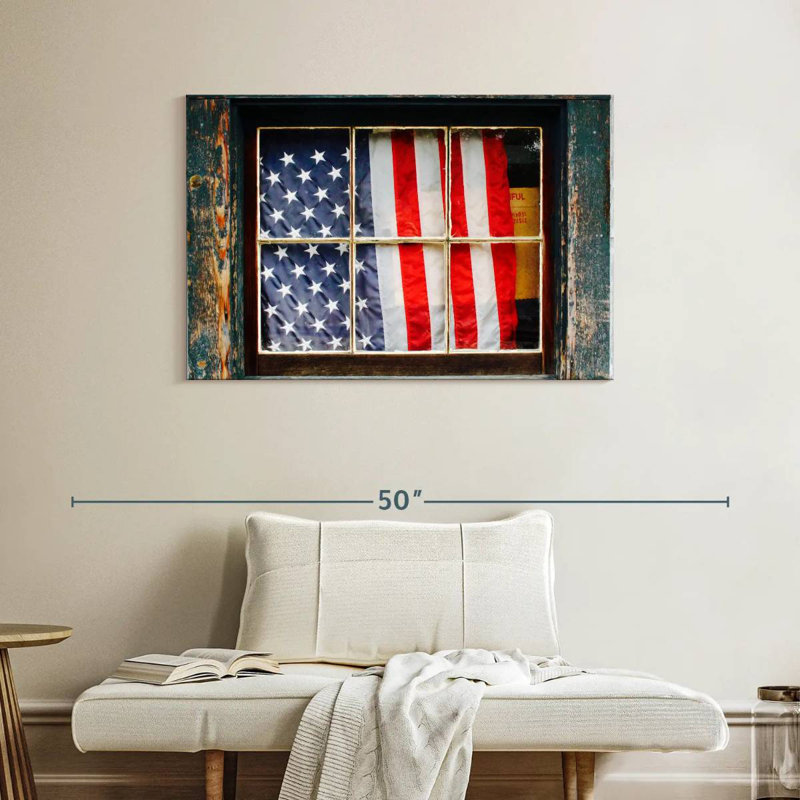 Borges American Flag On Window, 26" H x 39" W
