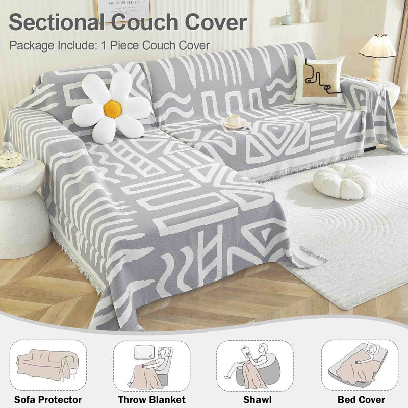 ‎Chenille Sofa Slipcover, Grey