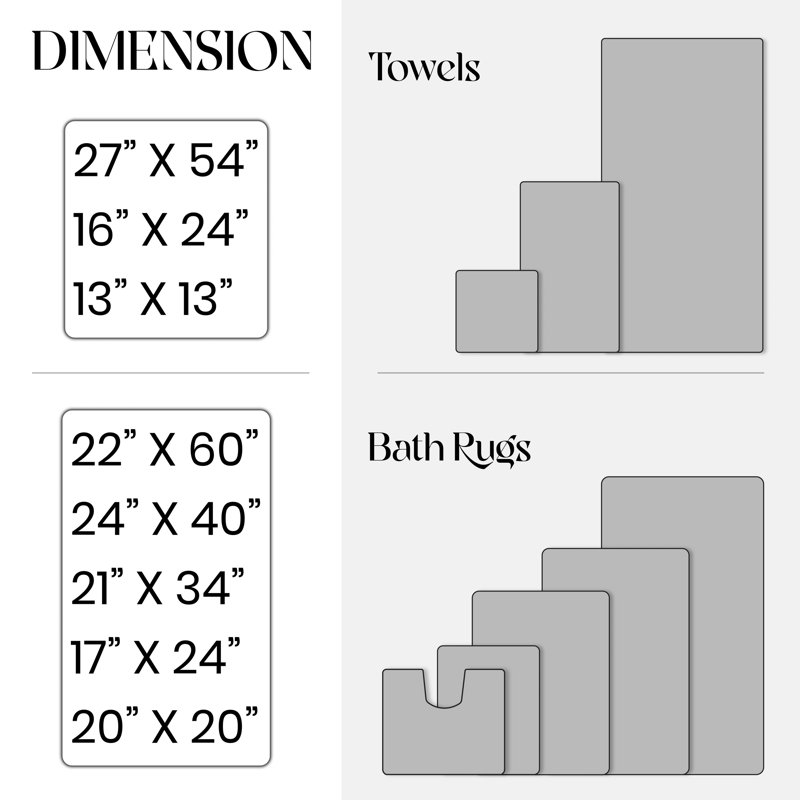 Ensemble de serviettes 6 pièces et 5 tapis de bain 100% coton doux Bryd Collection (ensemble de 11), Noir