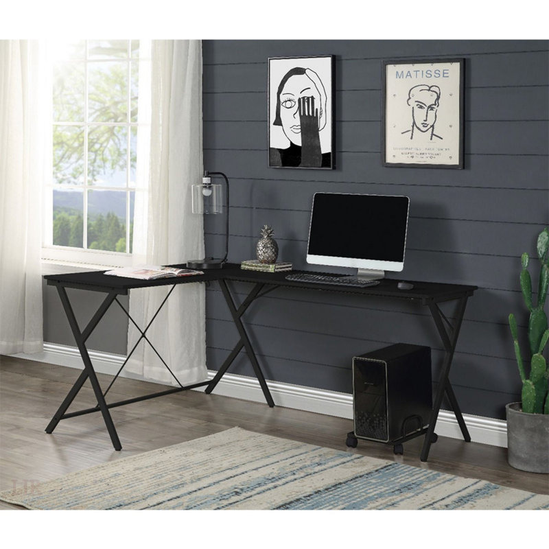 Bureau d'ordinateur en forme de L avec support d'ordinateur réglable, pour le bureau à domicile et l'efficacité de l'espace.