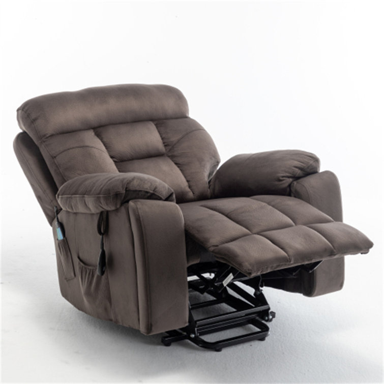 dreamlify Light Gray Recliner Chair with Massage and Heat, Fabric Living Room Reclining Single Sofa Seating with Cup Holders