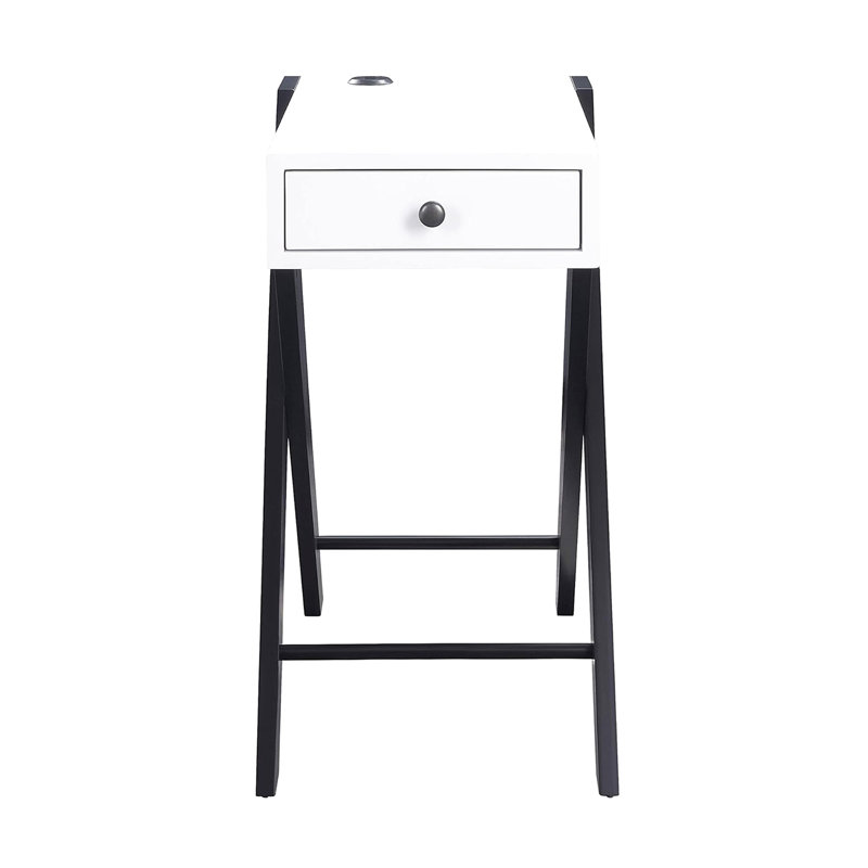 Table d'appoint rectangulaire blanche et noire avec rangement