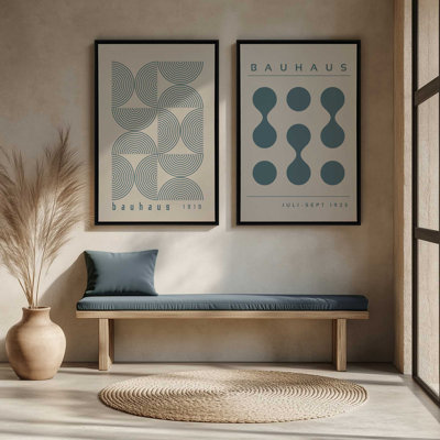 Bauhaus Flow and Composition in Storm Blue I Set of 2