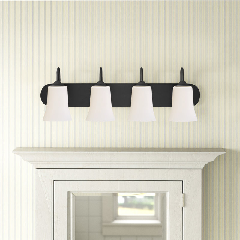 Abubaker 4 - Light Dimmable Vanity Light, Flat Black, White Frosted