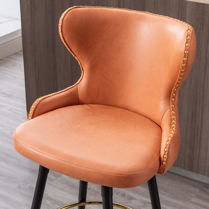 Tabouret de bar et de tabouret pivotant 25,5 po Mannulal, Orange, Tabouret de bar (siège d'une hauteur de 25,62 po)
