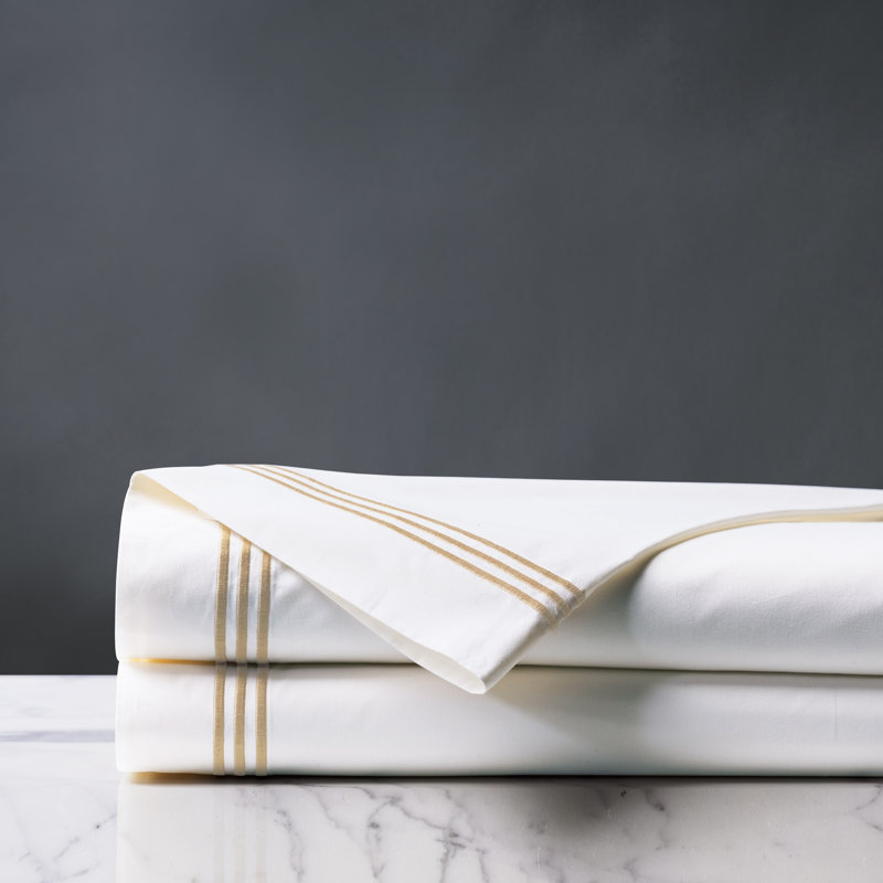 Tessa Flat Sheet, King Flat Sheet, White/Bisque