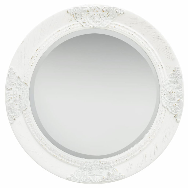 Gioia Wood Round Wall Mirror, White