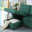 Canapé modulaire rembourré en lin avec lit simple escamotable et amp; Chaise avec rangement | Dossier rembourré | Accoudoirs carrés
