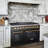 Akicon 48 Inch Freestanding Gas Range - 6.7 Cu. Ft. Double Rapid Convection Gas Oven - Gas Stove With 8 Sealed Burners & A Griddle, Heavy Duty Cast Iron Grates (black & Gold)