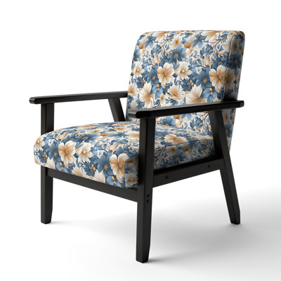 Fauteuil d'appoint rembourré bleu à motif floral Finesse III