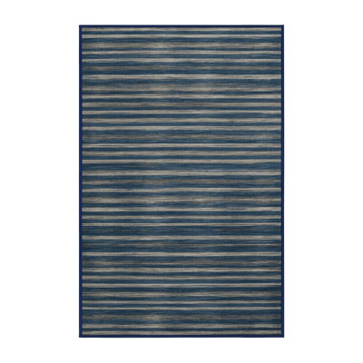 Machine Washable Horizontal Stripes Grey Area Rug